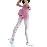 RONSHIN Woman Slim Sports Suits Gym Set Clothes Seamless Workout Fitness Sportswear Fitness Suit Sportswear Pants Gradient Powder L Outdoors Sports