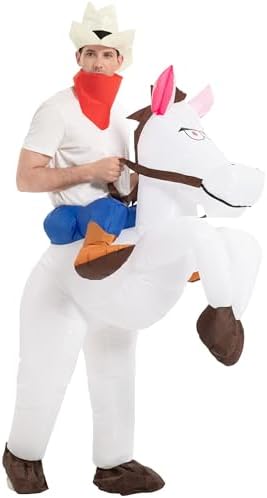 Disfraz Inflable De Caballo Para Adultos – Divertido Traje De Vaquero Para Halloween Y Fiestas