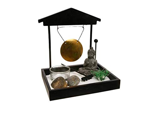 Ducomi Zen Garden Picture with Tray, Sand, Buddha Figurine, Rock – Japanese Meditation Kit – Home Accessories, Interior Furniture Decoration, Gift Idea (Production)