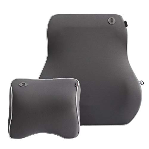 QBUC Lumbar Support Back Support Pillow Memory Foam Orthopedic Backrest Seat Cushion for Car Seat,Office Chair,Sofa and Wheelchair Designed for Back Pain Relief (Gray) - Thumbnail 2
