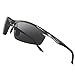 PAERDE Men's Polarized Sports Sunglasses for men Driving Fishing Golf Running Metal Frame Sun Glasses (Black)