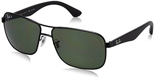 Ray-Ban Polarized RB3516 Sunglasses - Matte Black Frame/Green Lens