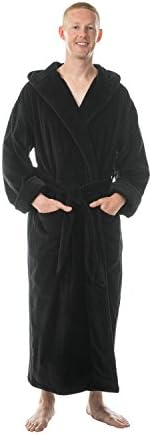 Comfy Robes Personalization Men's Terry Velour Hooded Bathrobe, L/XL Black