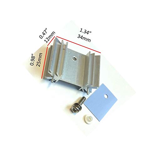 Easycargo TO-220 Heatsink + Insulator/Mounting Kits (Screw+Washer+Bushing+Insulator Rubberized Silicone+ Heatsink TO-220) LM78XX Voltage Regulator, MOSFET Transistor (Silver 5 Pack)