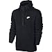 Nike Mens Sportswear Half Zip Club Fleece Hooded Sweatshirt Black/White 812519-010 Size Large