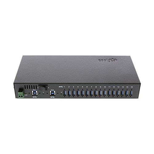 Coolgear Industrial 16-Port USB 3.0 Din-Rail/WallMount Hub with output up to 1.5A Charging per port
