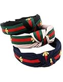 Wide Striped Headbands For Women Hair Hoops With Bee Animal Women's Hair Accessories Bow Cross Cloth Wrapped Head Wrap For Girl