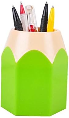 Jesaisque Makeup Brush Vase Pencil Pot Pen Holder Stationery Storage for Kitchen Bathroom Office Desk Organizer (Green, 10.5cm，7.5cm)