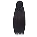Vigorous Drawstring Yaki Kinky Straight Ponytail Extension Long Straight Hair Bun Synthetic Natural Color Heat-resistant Hairpiece with Clip In Drawstring (22 inch 0.28 lb)