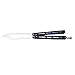 Uxcellmo Folding Tactical Trainer Practice Butterfly Knife G10 Handle Bearings Stone Wash Metal Steel Blunt Dull Blade Unsharpened Tool for Smooth Safety Play (Black with Blue)