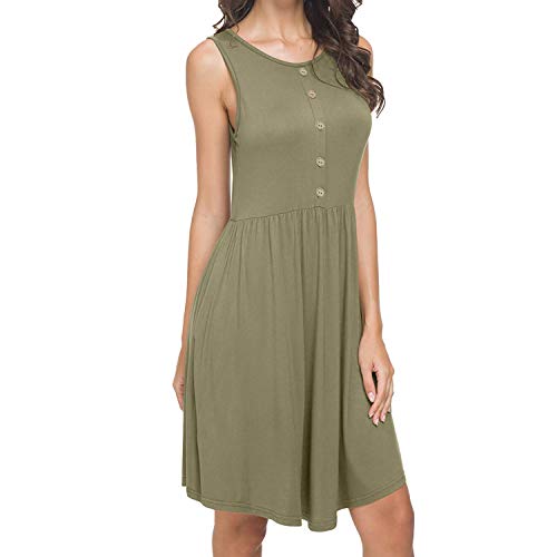 image for Trendypie Women's Summer Sleeveless Solid Cotton Casual Loose Swing Dr