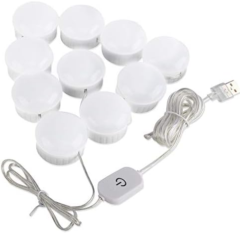 Sinohomie Party decor Hawaiian Theme LED Makeup Mirror Lights Kit 10 Bulbs,Lighting Strip Vanity Table Dressing Room Holiday Present Gift Decoration Lights (White)