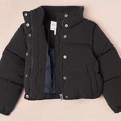 Amazon Essentials Girls' Cropped Full-Zip Puffer