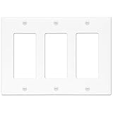Enerlites 8833-W Decorator Light Switch/Receptacle Outlet Wall Plate, Polycarbonate Thermoplastic, Standard/3 Gang, White