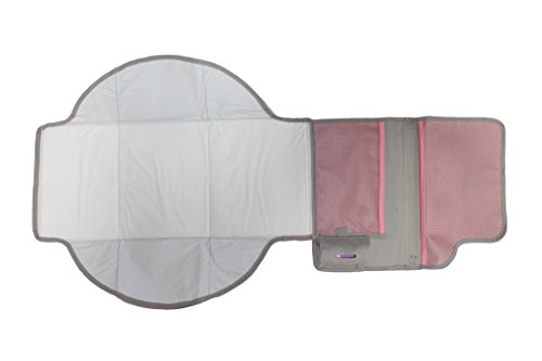 Safe Fit Deluxe Diaper Changer with Extra-Large Changing Pad & Disposable Diaper Bags (Grey & Pink)