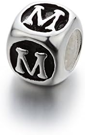 Alphabet Charm Beads A to Z Letter Initial M by AnalysisyLove Fits Charm Bracelets and Necklaces