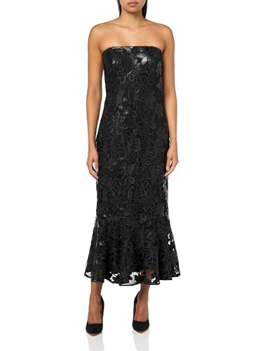 Shoshanna Women's Midnight Vegan Leather Lace Alexi Dress, Jet