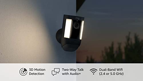 Ring Spotlight Cam Pro, Battery | 3D Motion Detection, Two-Way Talk with Audio+, and Dual-Band Wifi (2022 release) - Black