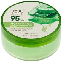 The Face Shop Jeju Aloe Soothing Gel | Multi-use Moisturizing & Soothing Gel  For Face, Body & Sun Burn Care | 95% Aloe Vera Extract, All Skin Types,  10.14 fl oz, Korean