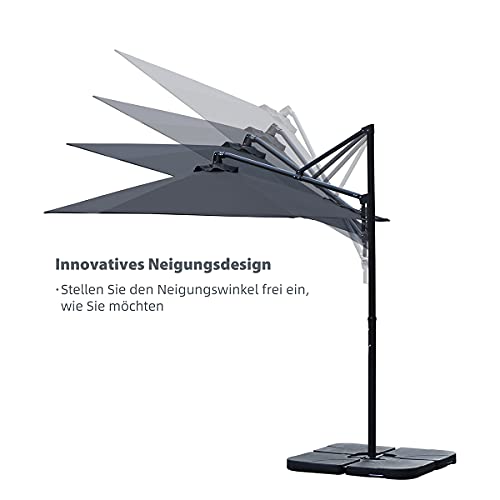 Sekey® Ampelschirm 300 cm Sonnenschirm Gartenschirm Kurbelschirm mit Kurbelvorrichtung Sonnenschutz UPF50+ – Bild 5