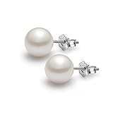 Zealmer 925 Sterling Silver White and Pink Color Freshwater Pearl Stud Earrings Ear Stud