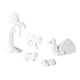 One Hundred 80 Degrees Porcelain Origami Nativity Animals, St/5, Porcelain, 6.25