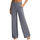 ESOFT Womens Dress Pants Wide Leg Women High Waisted Business Casual Trousers with Pockets Pull On Stretchy Work Pants Deep Grey L 28" Inseam