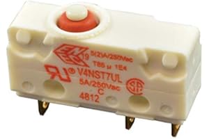 VANREO V4NST7UL - Microswitch, Subminiature, Plunger, SPDT, Solder, 5 A, 30 VDC (Pack of 10) (V4NST7UL)