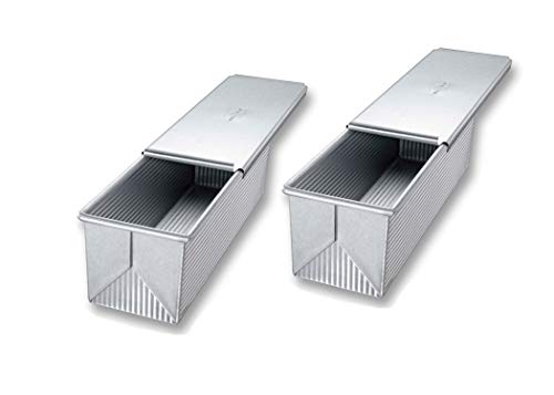 USA Pan 1160PM-ST-2-1 Pullman Loaf Pan with Cover, Large w Set of 2