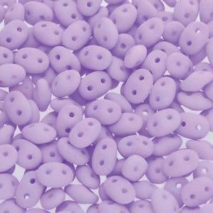 SuperDuo Czech 2-Hole Seed Bead 5mm by 2.5mm, Bondeli Matte Purple, 8 Grams
