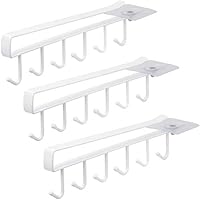 Art Secret 6-Hook Under Cabinet Mug Hanger (3pcs, White)