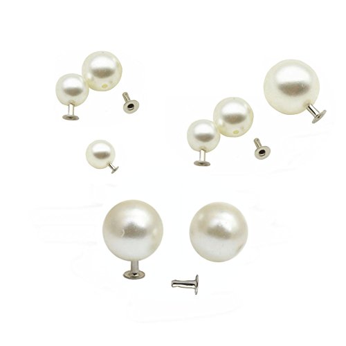AKOAK 100 Set Pearl Rivet,Half Hole Faux Pearls Rivets Studs Buttons for Hat/Shoe/Clothes/Bag/Skirt/Bridal Veil DIY Accessories (8.0mm)