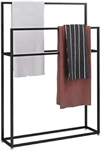 Toallero negro de pie, 2-brazo carril de toalla de baño, metal ...