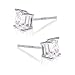 Square Princess Cut 5mm white Cubic Zirconia .925 Sterling Silver Basket Setting Unisex Stud Earrings