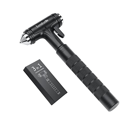 Luxtude Car Safety Hammer, Window Breaker Seatbelt Cutter, Fireproof 3-in-1 Emergency Escape Tool, Glass Breaker Car Safety Tool, Aluminum Alloy Automotive Life Saving Rescue Tools