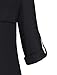 Finice Button Down Tunic, Womens Tops Stand Banded Collar Round Neck 3 Quarter Rolled Up Sleeve Button-up Loose Fit Daily Wear Chiffon Shirts and Blouses Black XXL