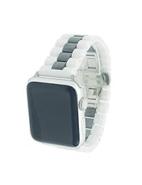 tcshow para Apple Watch Band 42 mm, 42 mm Dos Tono Correa reloj pulsera de mariposa correa con hebilla de cerámica Link extraíble de acero inoxidable cierre para iWatch 42 mm 2015 y 2016 todos los modelos