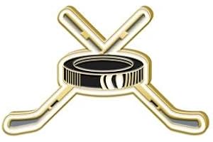 Crown Awards Hockey Pin - 1.25" Hockey Sticks and Puck Enamel Lapel Pin