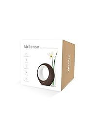 Monitor inteligente de calidad de aire, purificación con iones Airsense. Altavoces de dos vías, millones de luces de colores, detector de humedad, temperatura y VOC (compuestos orgánicos volátiles)., Dark Wood