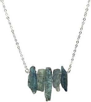 Coachellove Boho Statement Created Kyanite Stone Silver Plated Necklace, 28 inch