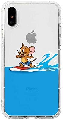 tuehanshop - Funny Cartoon Cat and Mou Phone Ca for iPhone X XR XS Max 6 6S 7 8 Plus Cute Jerry Tom Clear Soft T Silicone Couple Cover Material - for iPhone Xs-Style 243