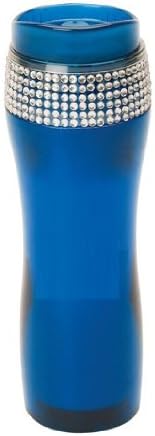 Travel Coffee Tea Mug for Women The Best Plastic Mug BPA Free- 15oz Bling Rhinestones, blue