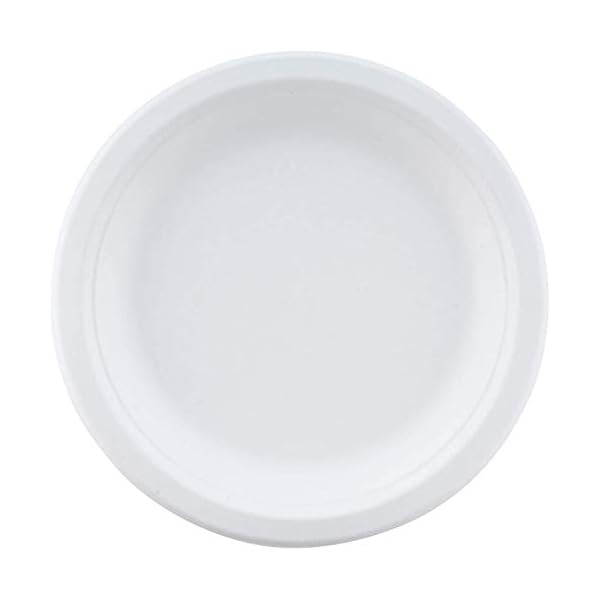 Good Life Bagasse Paper Plates - Extra Strength White Disposable Plates - 50 Pack 9" Party Plates - Biodegradable and Compostable in Home Compost - The Ideal Disposable Tableware