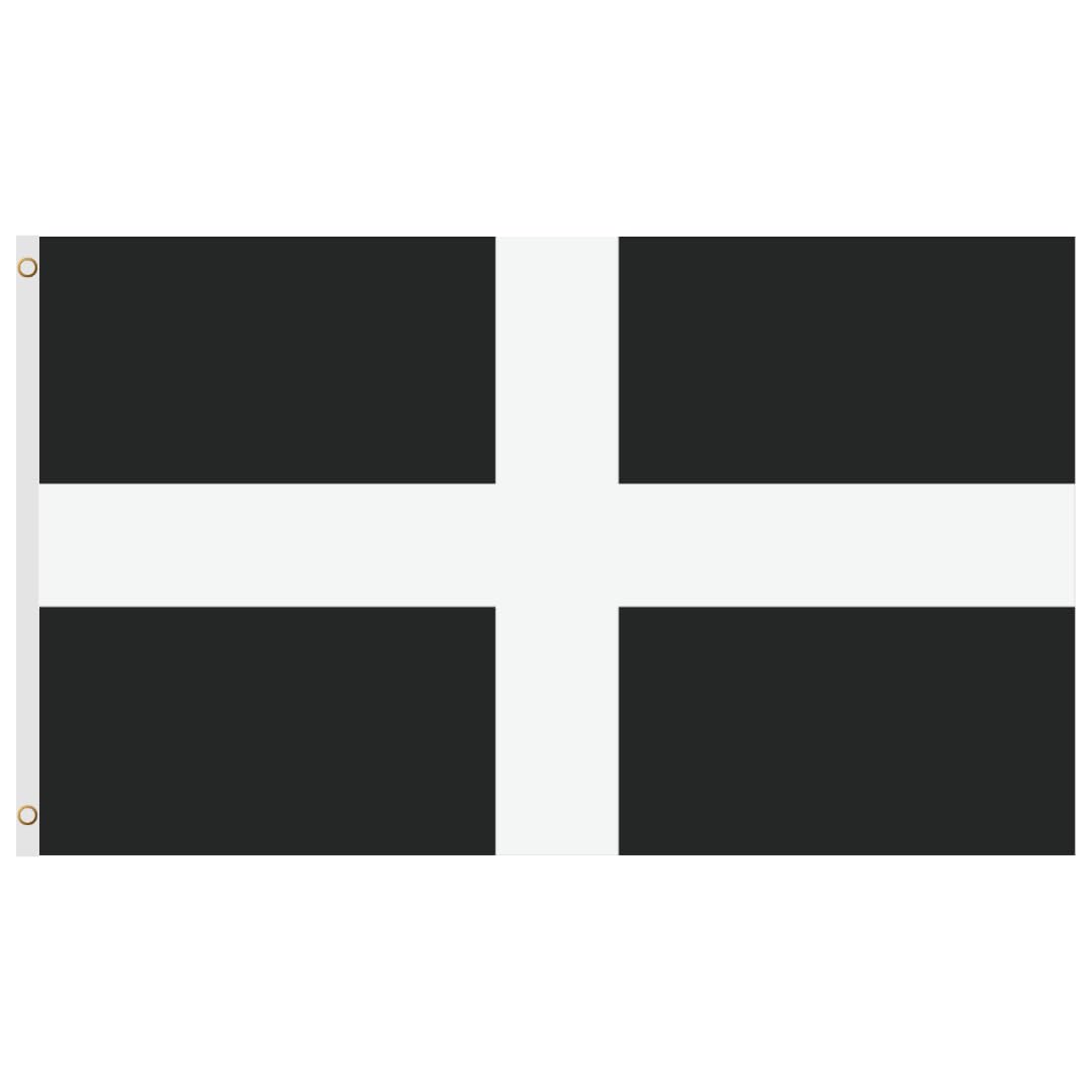 Second Ave Cornwall Flag 5ft X 3ft Large With Brass Eyelets Cornish Saint Piran's Banner Flag