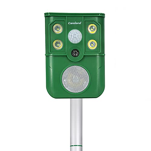 Careland Solar Powered Animal Repeller Ultrasonic Animal Repellent with Motion Sensor & Flashing