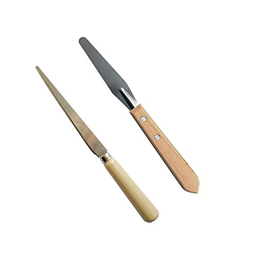 COMIART 2pcs Wooden Handle Craft Art Tools Set Fettling Knife for Pottery Sculpting Ceramic Polymer Clay Carving Modeling