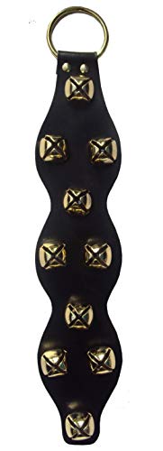 Tahoe Tack Fancy Leather Sleigh Bells Door Hanger- 10 Bells, Black