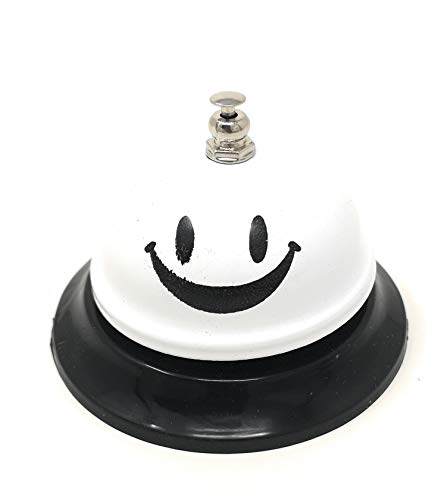 ASIAN HOME Call Bell, 3.35 Inch Diameter, Metal Bell, White Smiley Face, Desk Bell Service Bell for Hotels, Schools, Restaurants, Reception Areas, Hospitals, Customer Service, White (1 Bell) - Thumbnail 2