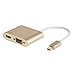 CableCreation Mini DisplayPort to HDMI VGA Adapter, 2 in 1 Mini DP (Thunderbolt 2) Converter Compatible with MacBook Pro, iMac, MacBook Air, Surface Laptop 2 etc, Aluminium Gold