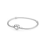 PANDORA Jewelry - Moments Heart Clasp Snake Chain Charm Bracelet for Women in PANDORA Rose and Sterling Silver with No Stone